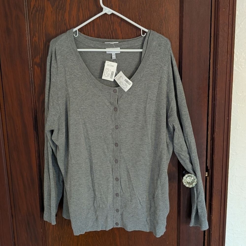 New With Tags Fashion Bug Gray Tank & Cardigan Size 22/24W